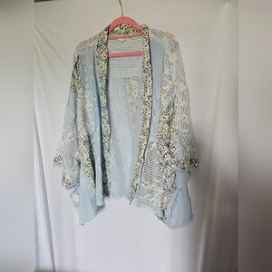 POL Light Blue Floral Lace Kimono